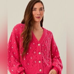 Farm Rio Lace Knit Sweater size Large